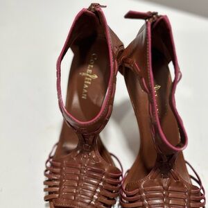 Cole Haan Brown Leather Heels with Pink Trim